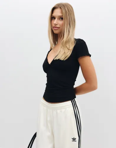 Nelly Cute V Neck Frill Top toppar dam – bild 3