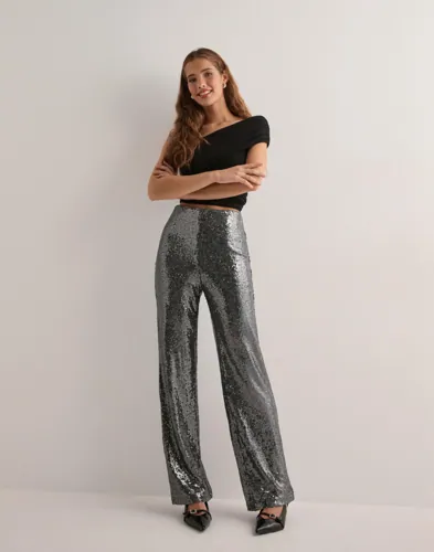 ONLY Onlsteo Life Hw Str Sequin Pant Tlr cargobyxor dam – bild 2