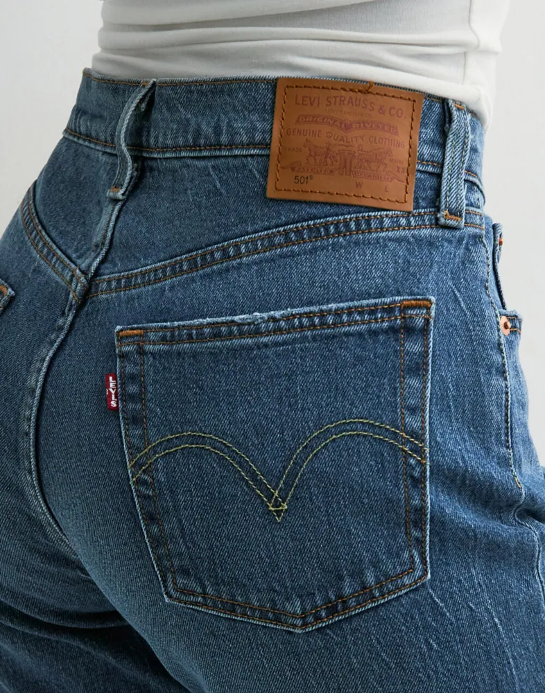 Levi's 501 Crop Jeans Femme - Coupe Droite Originale - Ourlet Raccourci - 100% Coton