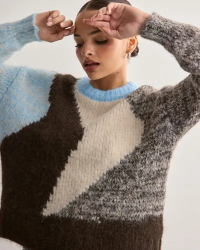 Only - Mønstret - Onlsantos Life Ls O-Neck Prm Knt