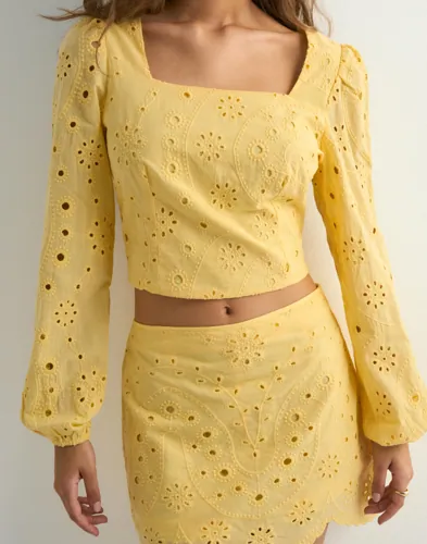 VERO MODA Vmpanille Ls Cropped Top Wvn toppar dam – bild 3