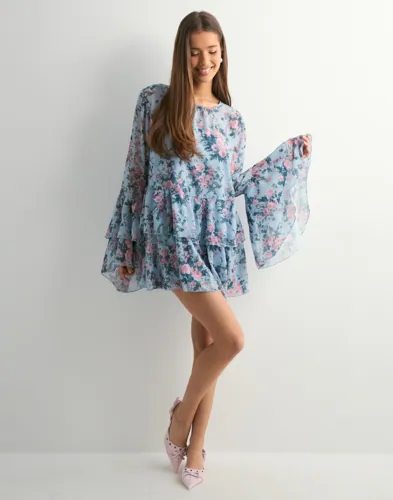Vero Moda - Blomstret - Vmstarry Ls Ruffle Mini Dress Exp