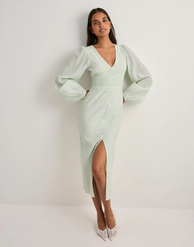 cape dresses formal Deep V-Neck Long Dress with Long Sleeves Royal / 2XLarge spo-notify-me-disabled Color:Buttons - White Texture Look chic yet modest Yellow Shimmer Satin Dress