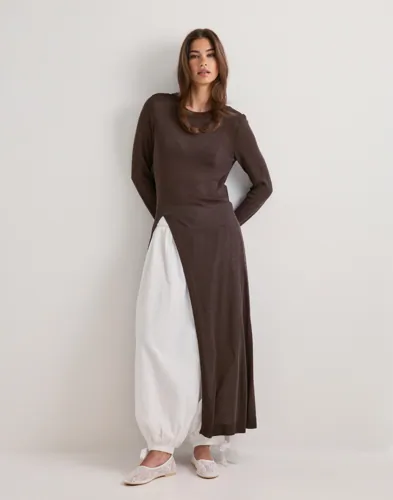 Vero Moda - Brun - Vmbenita Ls Long Knit Pullover Exp