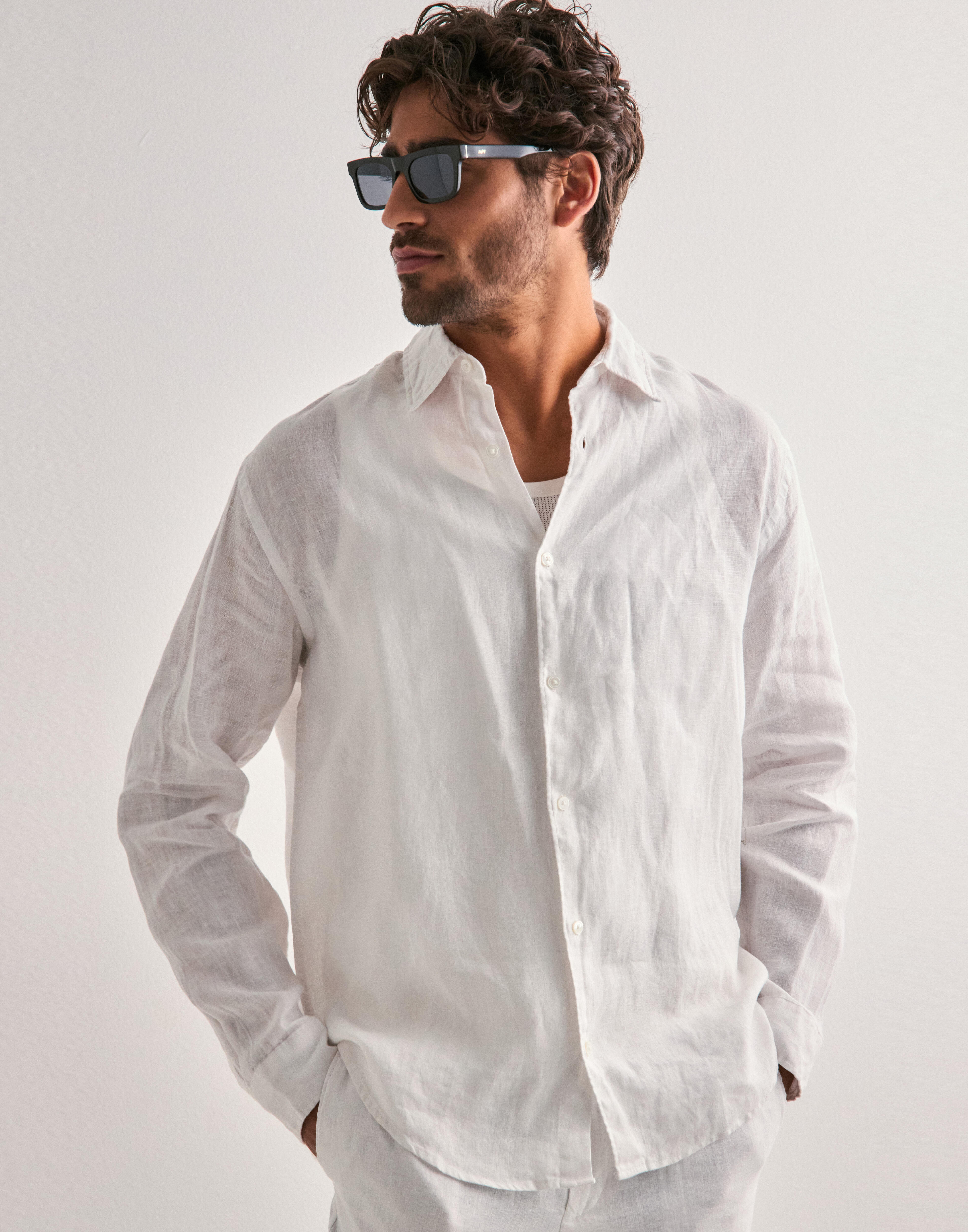 Buy Jack & Jones JPRCCLAWRENCE LINEN L/S SHIRT SN - Bright White