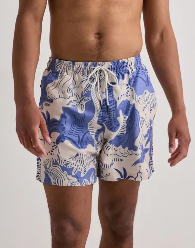 OAS Mystea blå badshorts med dragsko i midjan