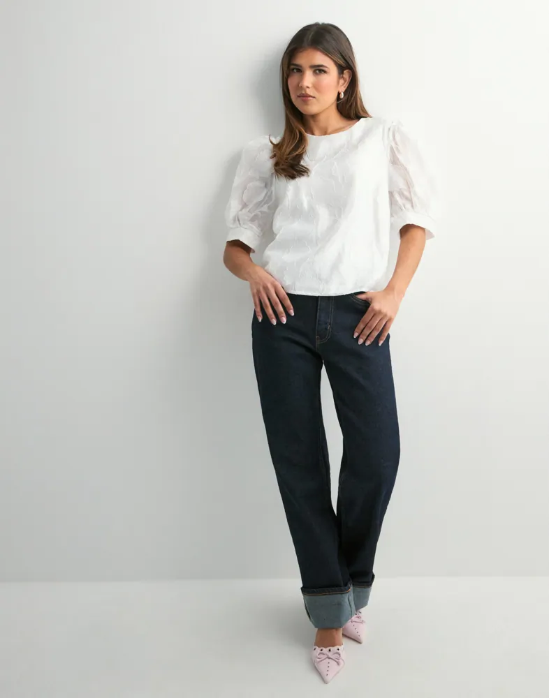 Pieces - Vit - Pcnala 2/4 Jaquard Top