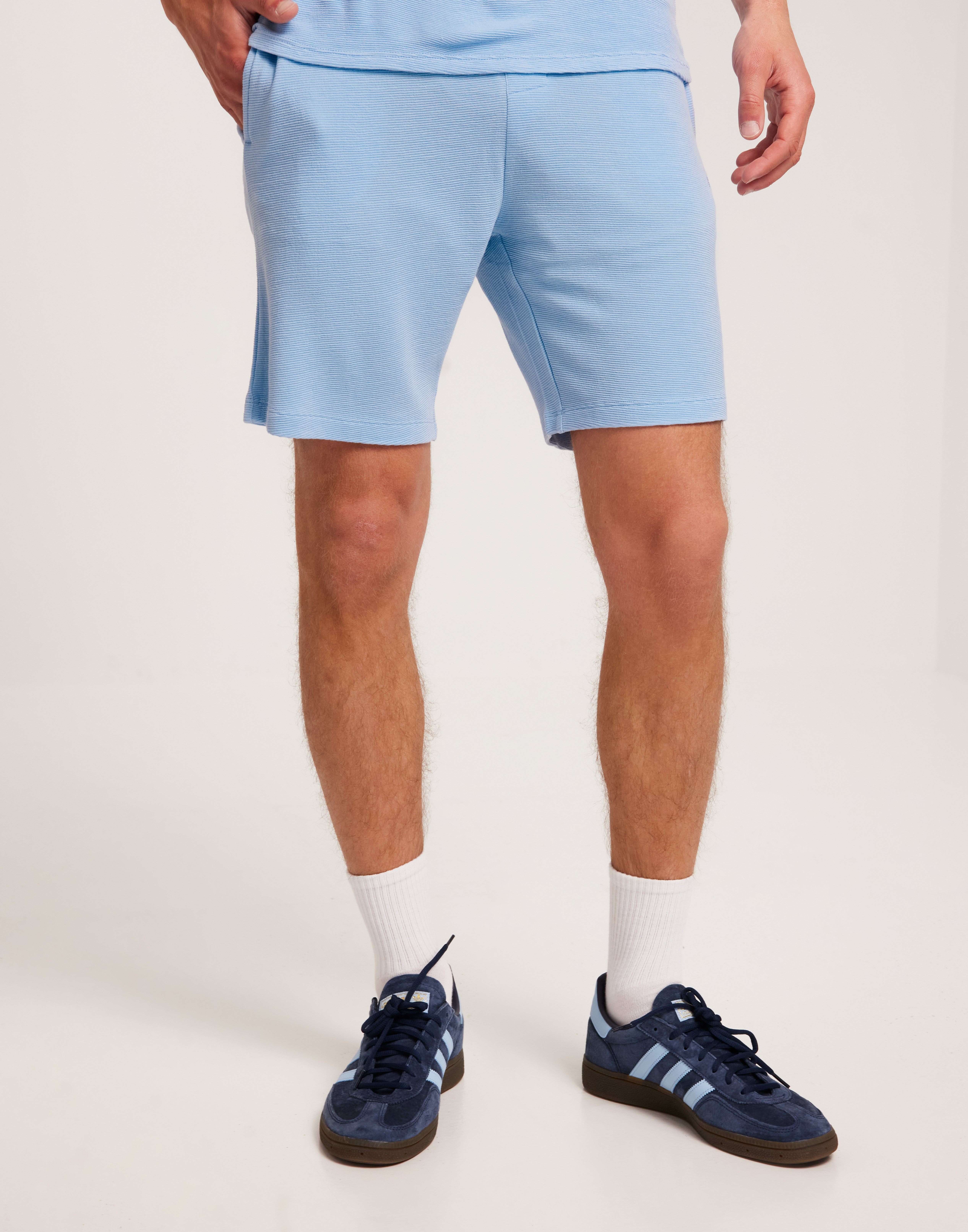 BOSS Rib Shorts 10257344 01 Joggingshorts Blå