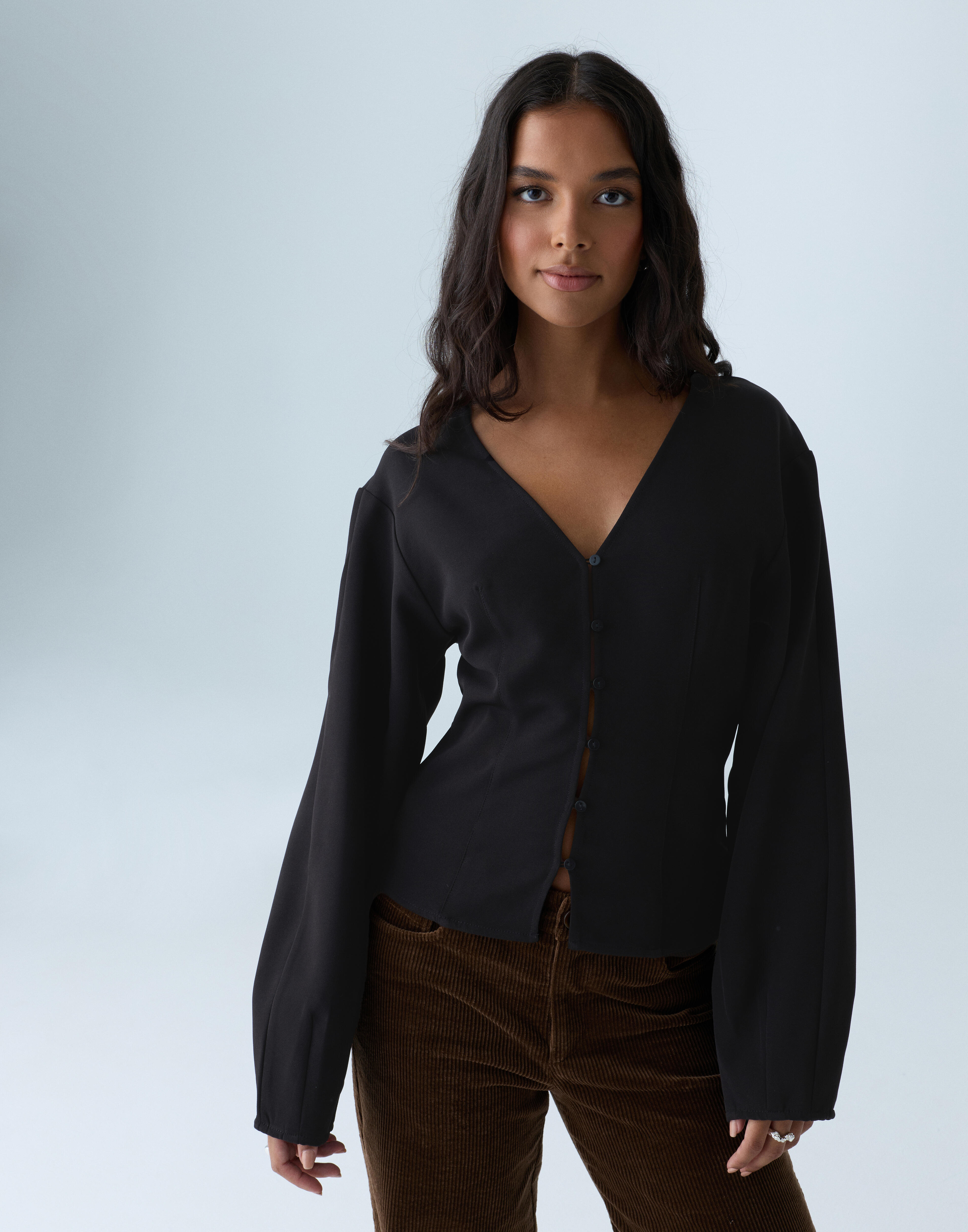 Shaped Button Blouse