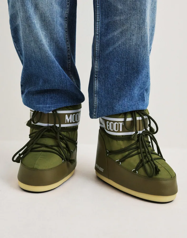 NEW Men\'s Moon Boot Icon Low Nylon Winter Snow Boots Khaki Icon Low nylon snow boots in green - Moon Boot | Mytheresa main image 4