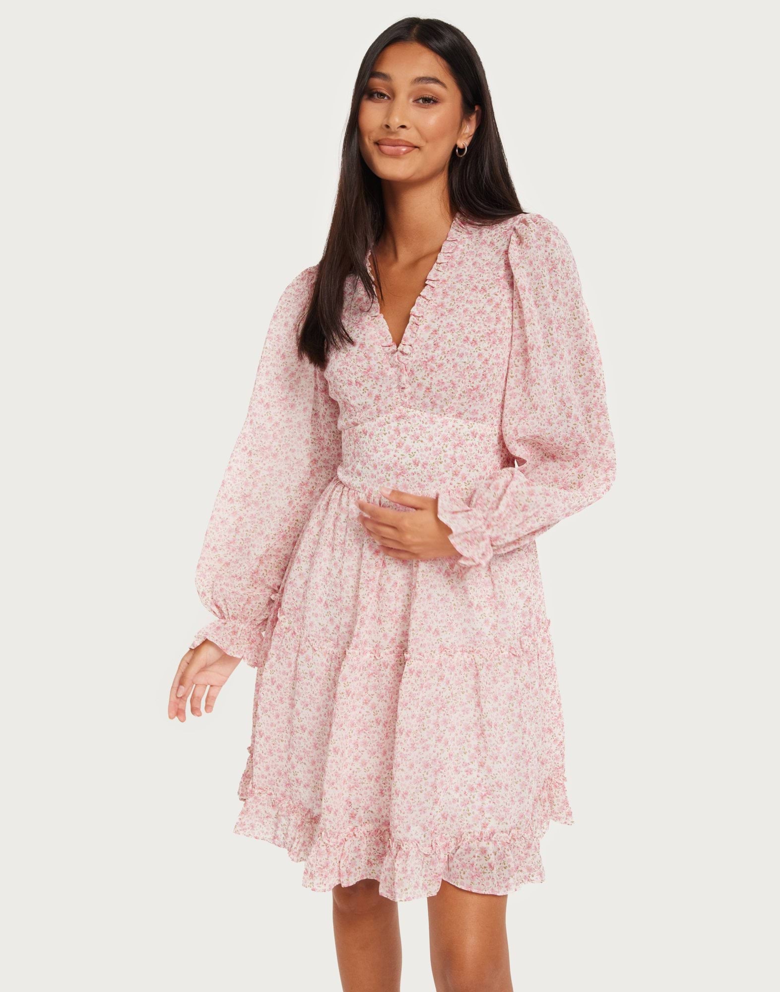 Neo Noir - Roberta Flower Print Dress 168697 - 823 - Evening Rose
