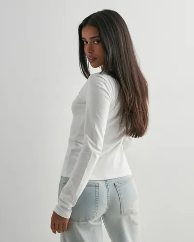 Nelly Square Bow LS Top långärmade t-shirt dam – bild 2