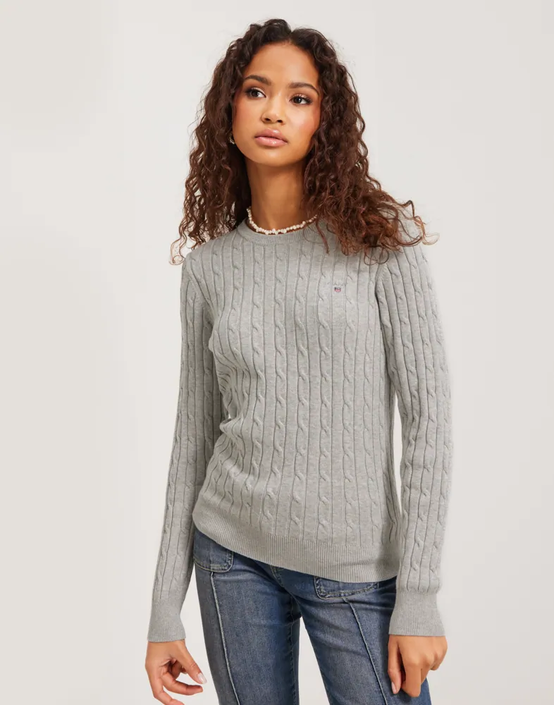 STRETCH COTTON CABLE C-NECK