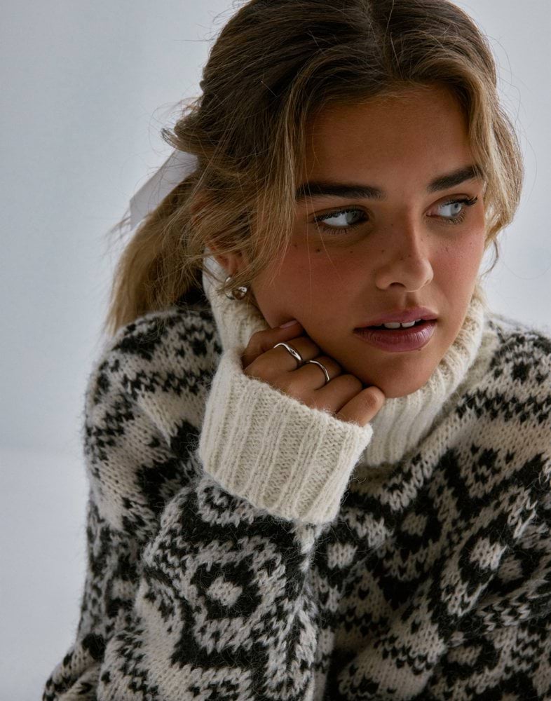 ONLMAINE LIFE LS SEQUIN BLOCK O-NECK KNT