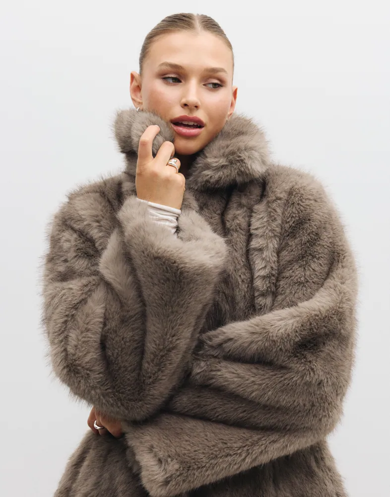 Ariella Faux Fur Peplum Jacket
