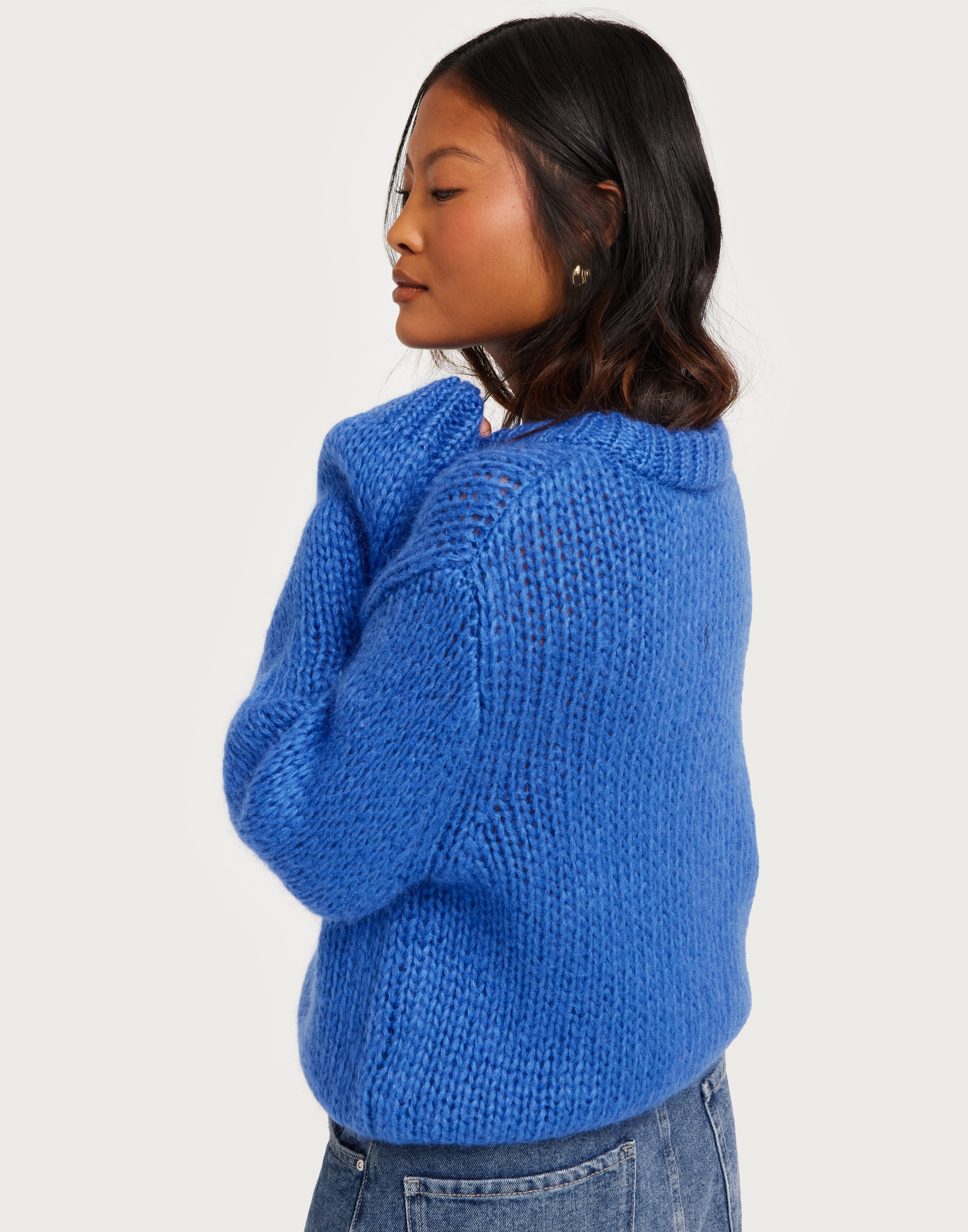 Buy Selected Femme SLFSUANNE LS KNIT O-NECK B - Nebulas Blue