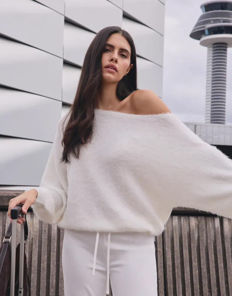 Mohair Blend Wide Neck Knit