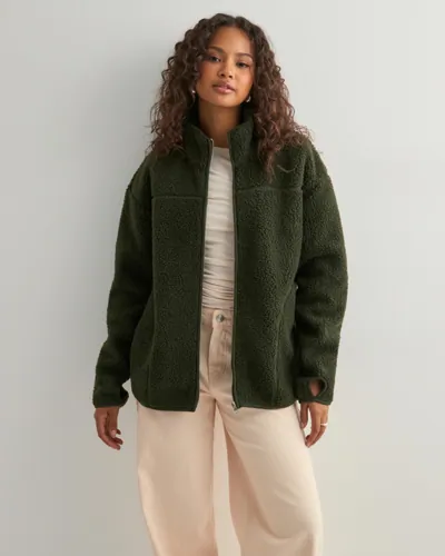 Pieces - Grøn - Pcsadia Ls Teddy Jacket Noos Bc