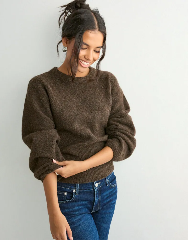 Nelly - Brun - Barrel Sleeve Knit Sweater 1