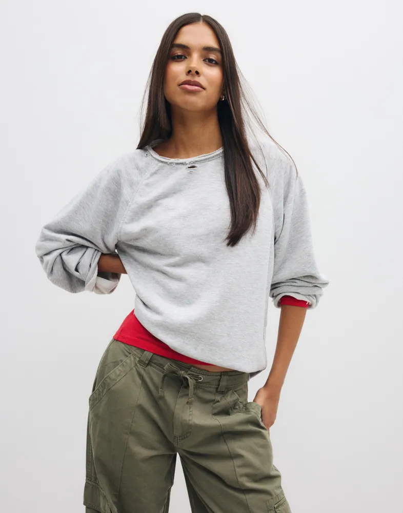 Distressed Raglan Sweat