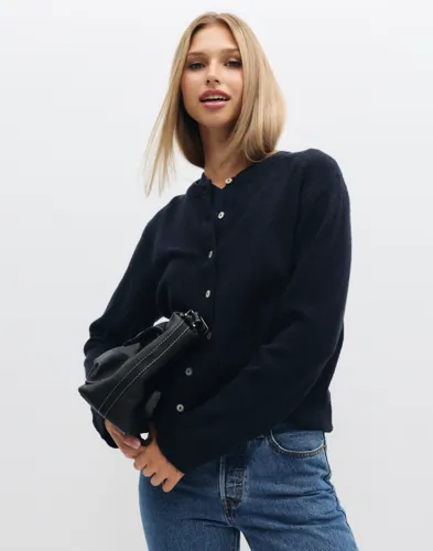 Only - Blå - Onlsimoni L/S O-Neck Cardigan Knt N
