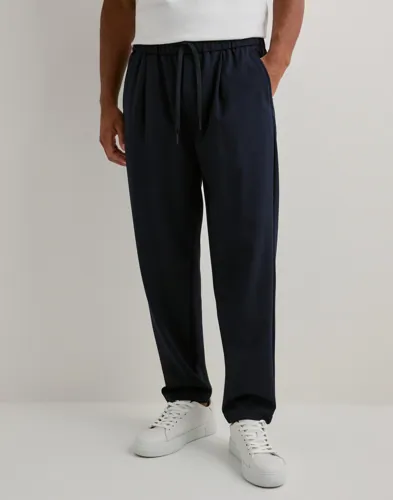 Casual Friday blå stretchbyxor med dragsko i midjan