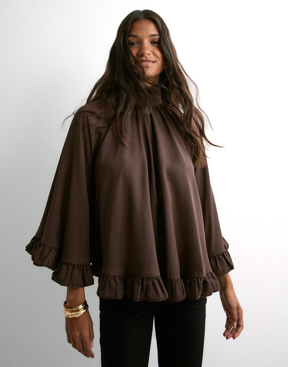 Buy Malina Esti Chiffon Cape Blouse - Chocolate | Nelly.com