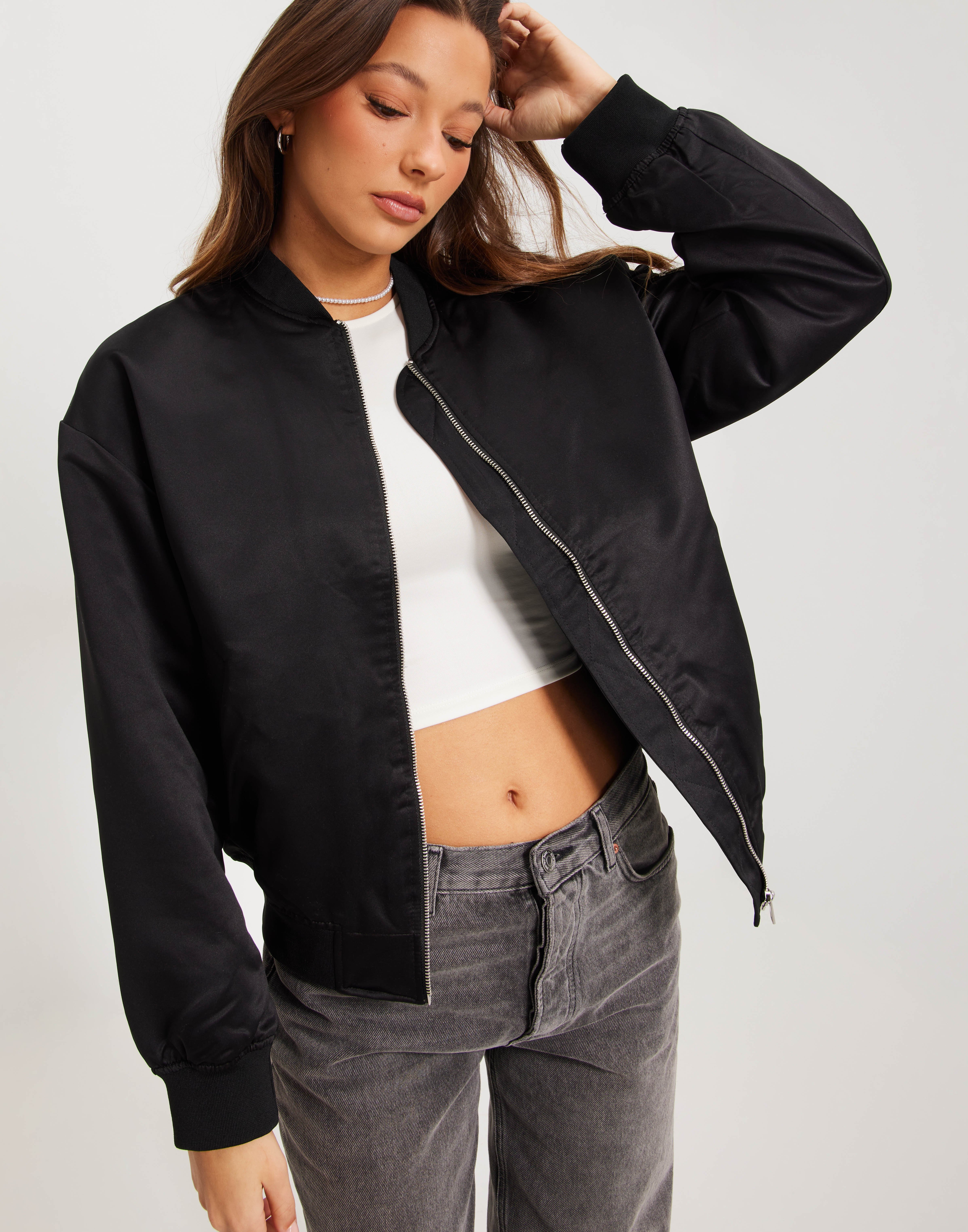 Buy JJXX JXMADISON SATIN BOMBER JACKET OTW N - Black | Nelly.com