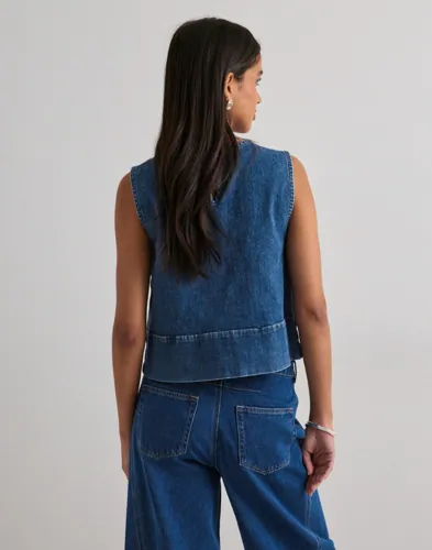 PIECES Pcsilke Sl Denim Top Noos Bc toppar dam – bild 2