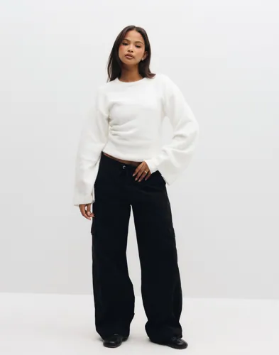Nelly - Hvid - Tight Waist Knit Sweater