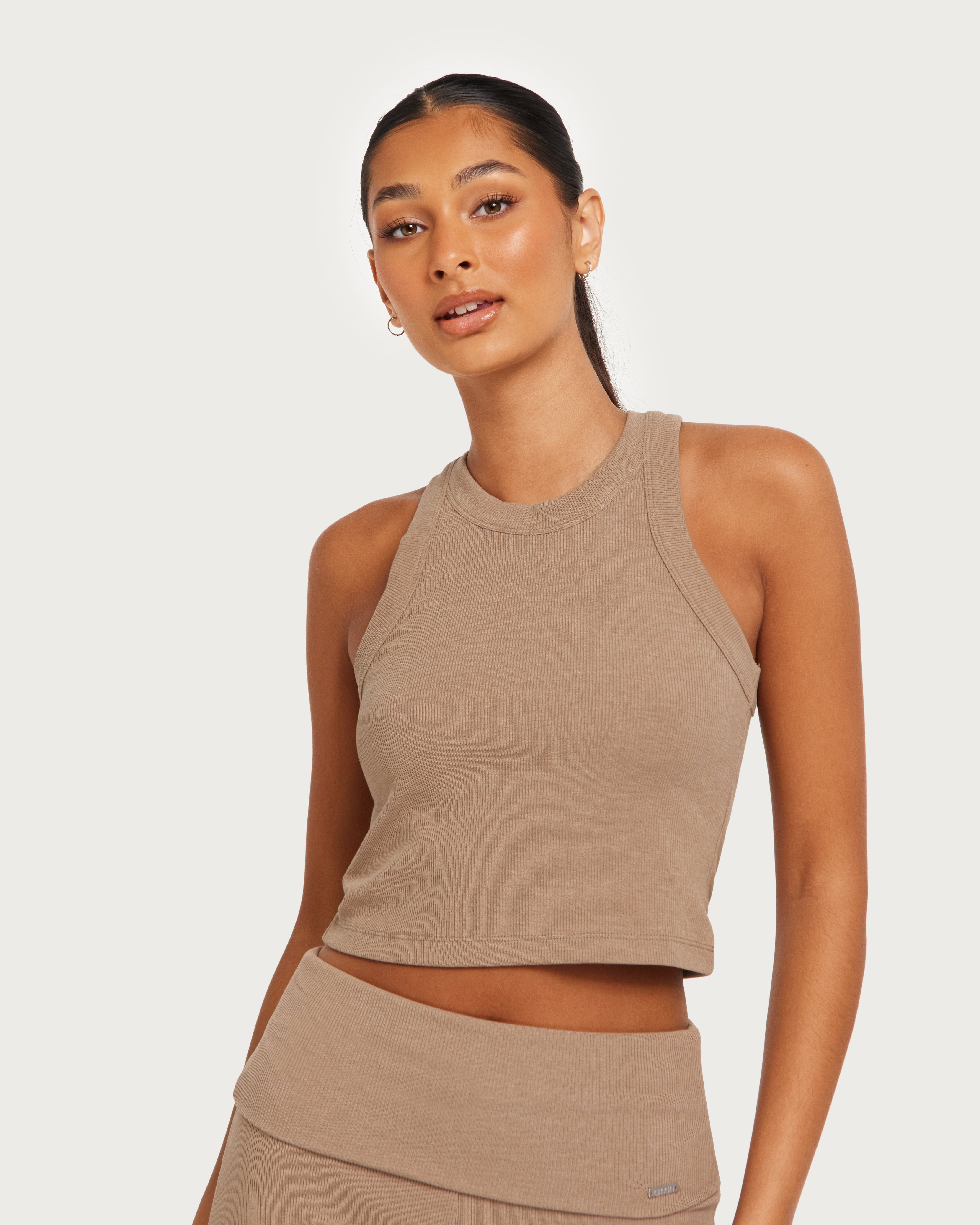 Aim'n - Beige - Ease Ribbed Tank Top