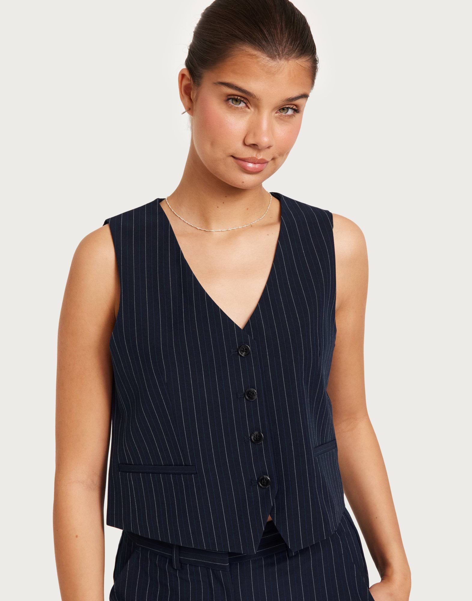 JXMARY STRIPED SHORT WAISTCOAT PNT