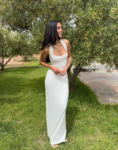 Nelly - Hvid - Structure Halterneck Dress