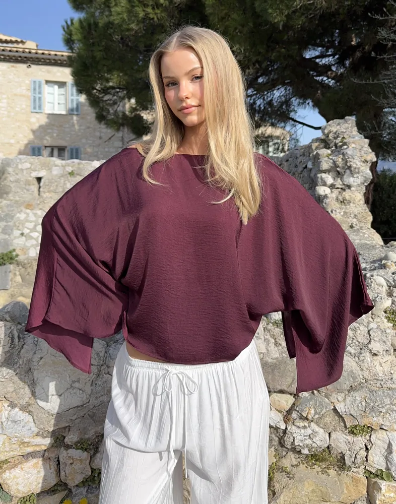Satin Slit Blouse