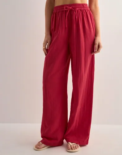 Pieces - Rød - Pcsastina Hw Wide Pants Wvn Bc