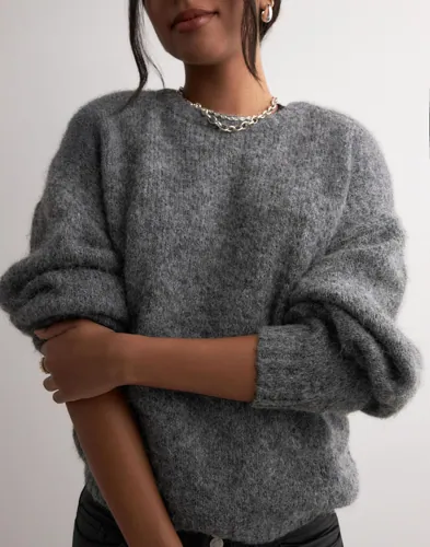 Nelly - Grå - Fuzzy Knit Sweater