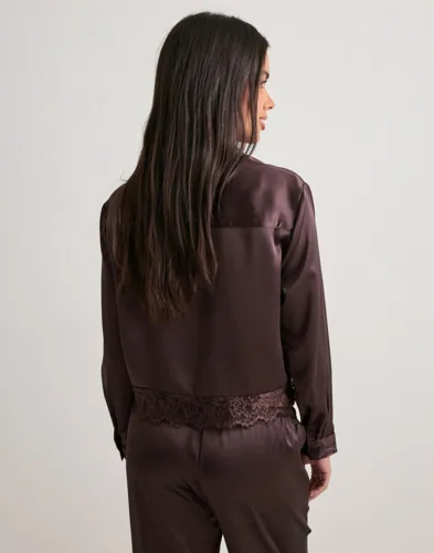 ONLY Onlindona L/S Satin Lace Shirt Wvn skjortor dam – bild 3