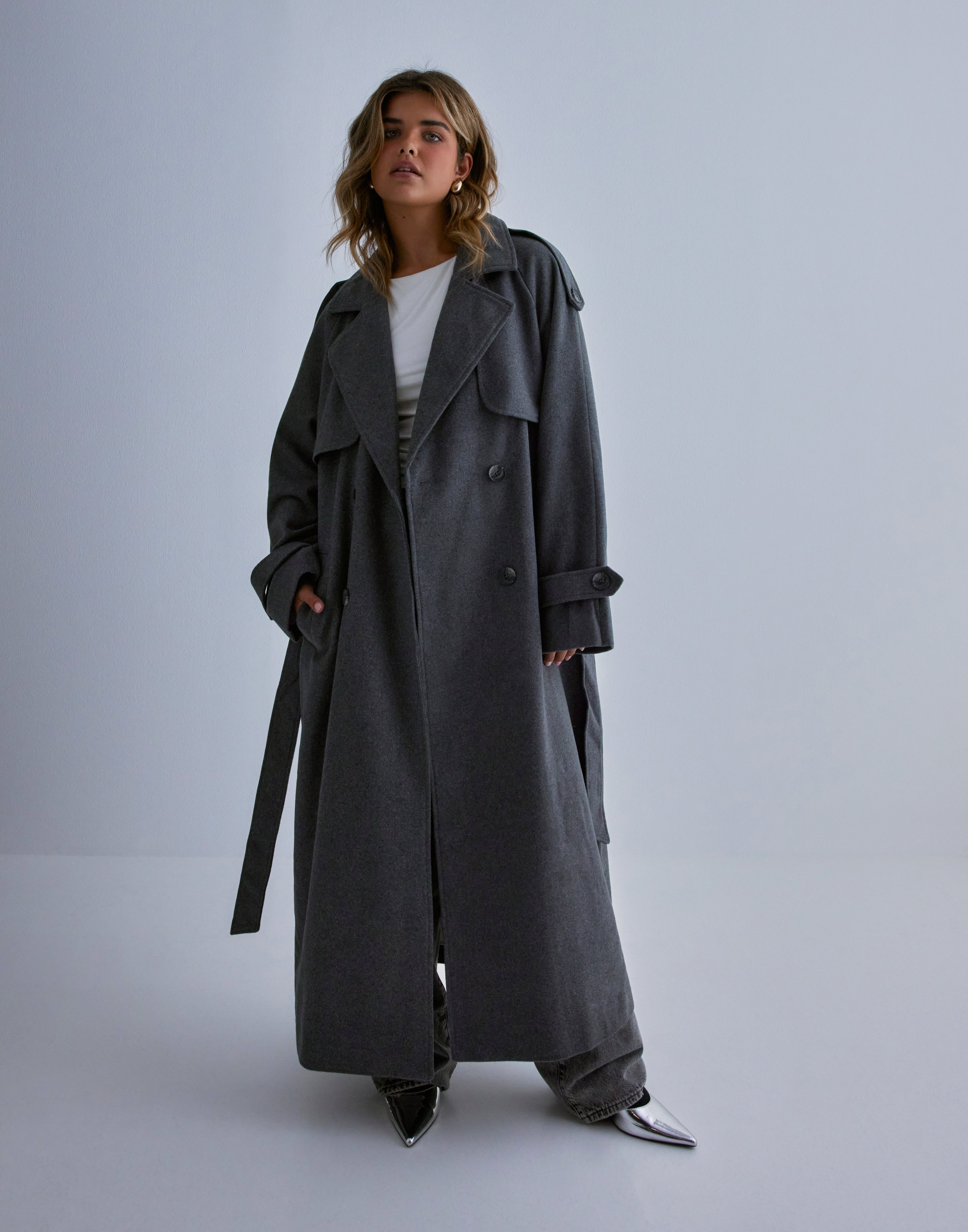 Buy Only ONLMAISY X-LONG WOOL LIFE TRENCHCOA - Dark Grey
