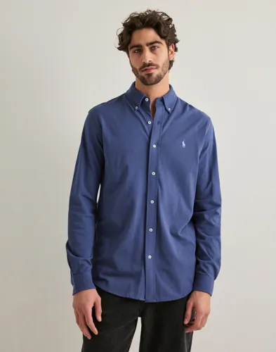 Polo Ralph Lauren blå mesh-skjorta med button down-krage