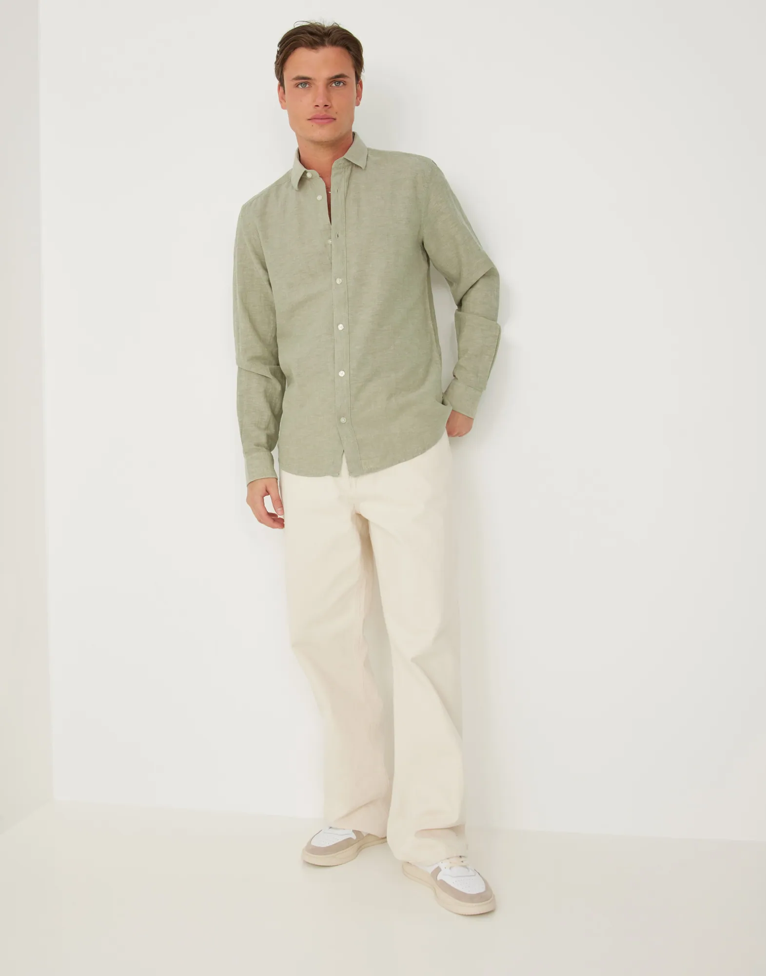 ONSCAIDEN LIFE LS SOLID LINEN SHIRT