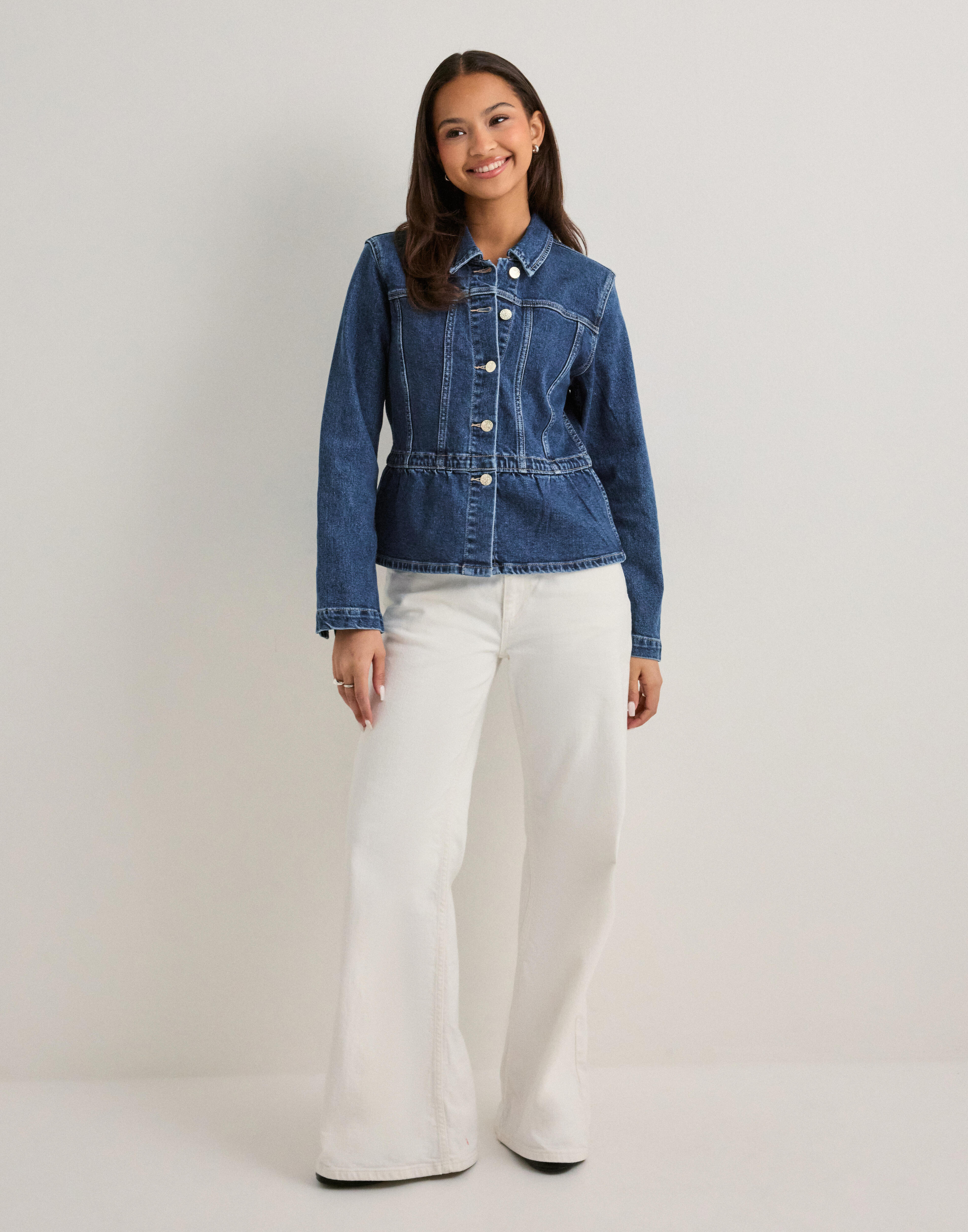 Buy Only ONLREMI L/S PEPLUM JACKET DNM MAE - Medium Blue Denim