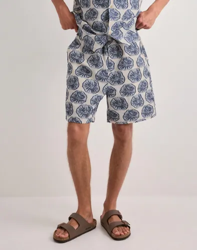 Blå Les Deux jacquardshorts med resår och dragsko i midjan