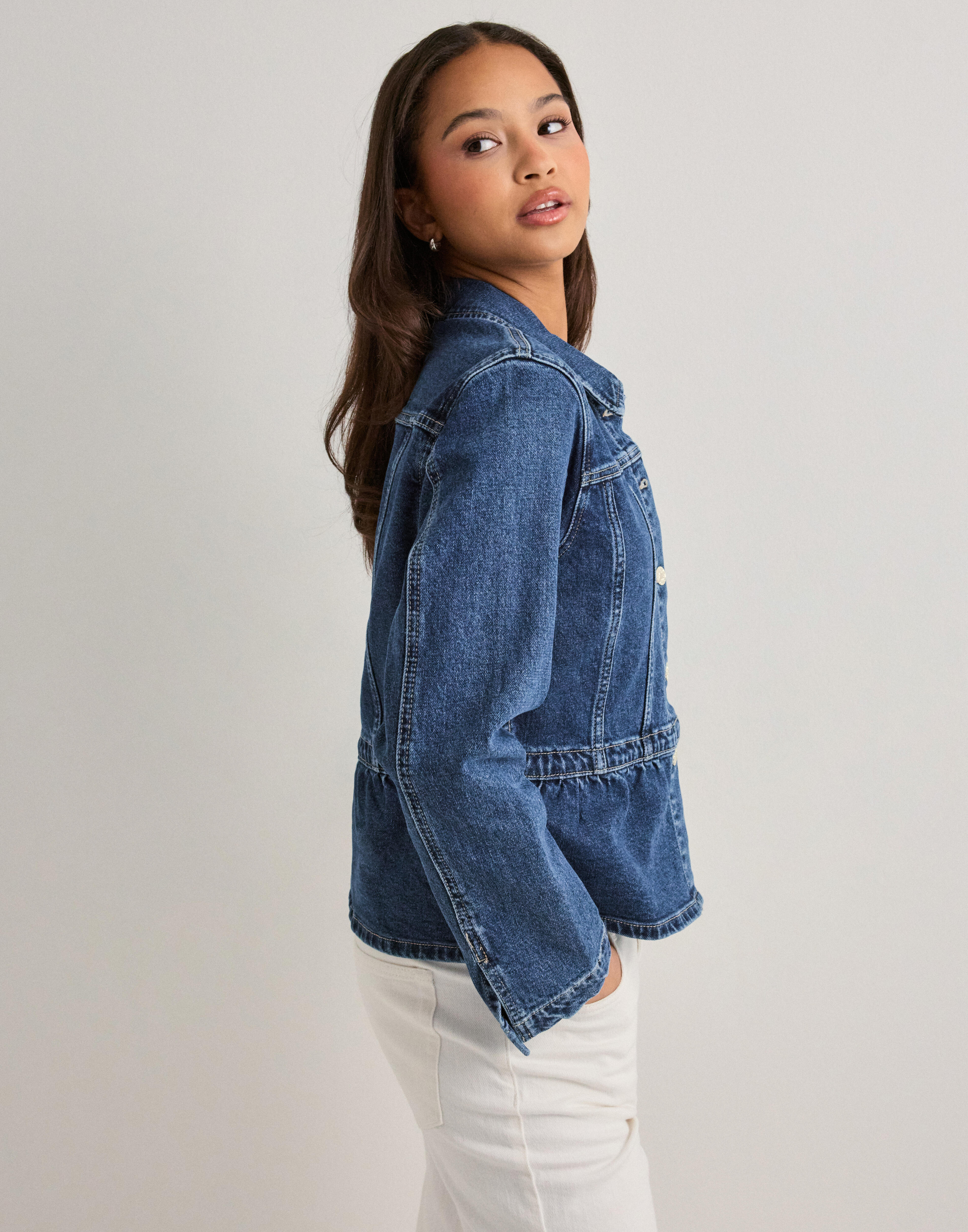 Buy Only ONLREMI L/S PEPLUM JACKET DNM MAE - Medium Blue Denim