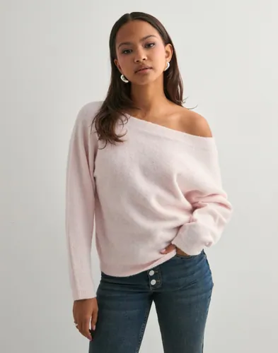 Nelly - Pink - Wide Neck Knit Sweater