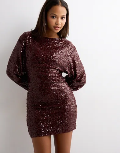Nelly Glitter Volume Sleeve Dress festklänningar dam – bild 3