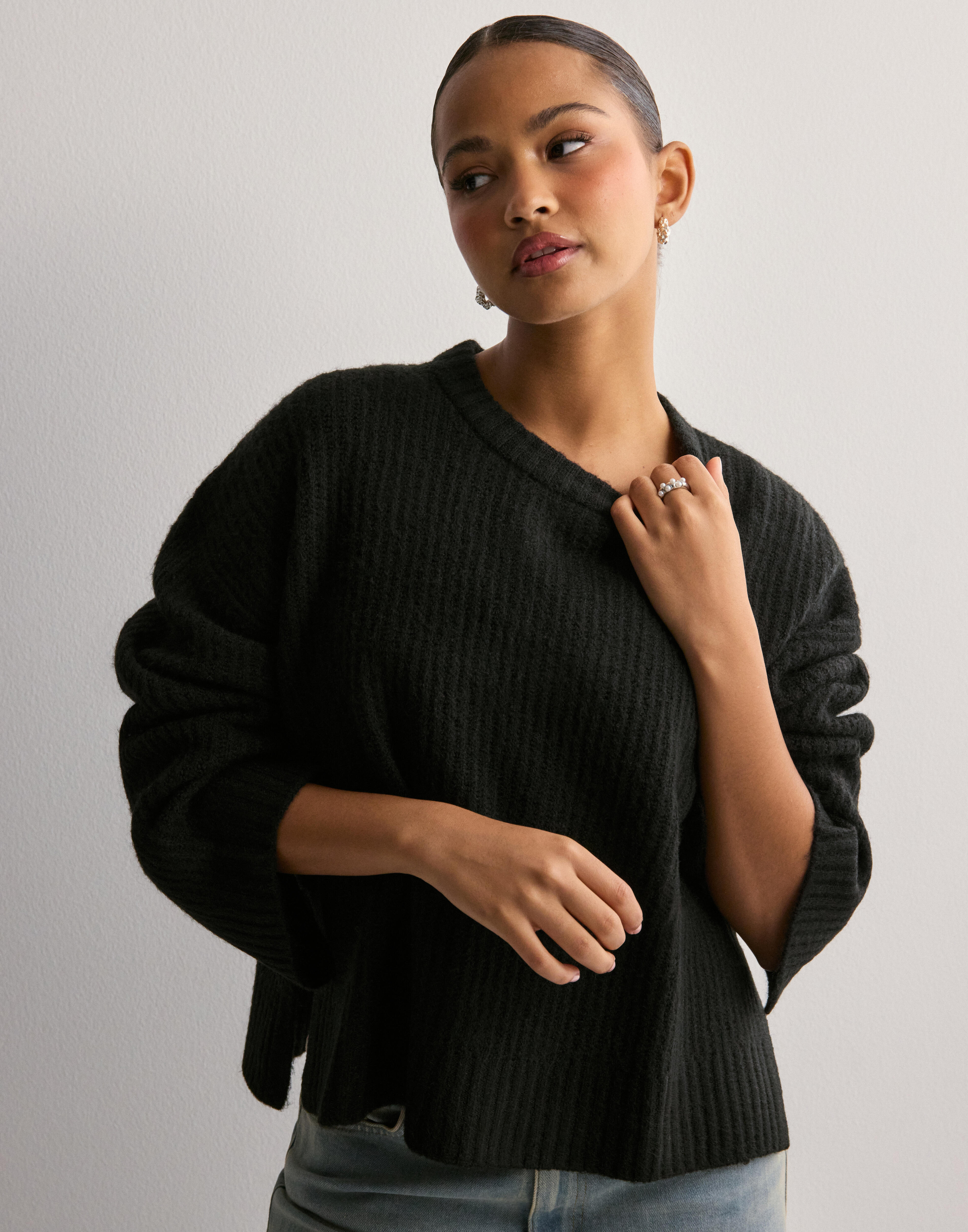 Buy JJXX JXSIGGA DIVERSE CREW NECK KNIT SN - Black /Moonbeam Neck