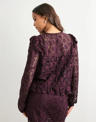 VERO MODA Vmmeta Lace Ls Top Wvn Ga blusar dam – bild 3