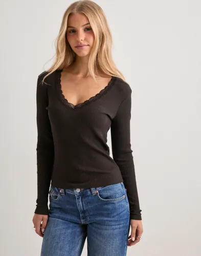 Only - Brun - Onlsara Sharai L/S V-Neck Top Jrs N
