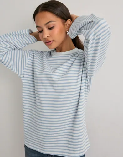 Pieces - Blå - Pcsadie Ls Top Noos