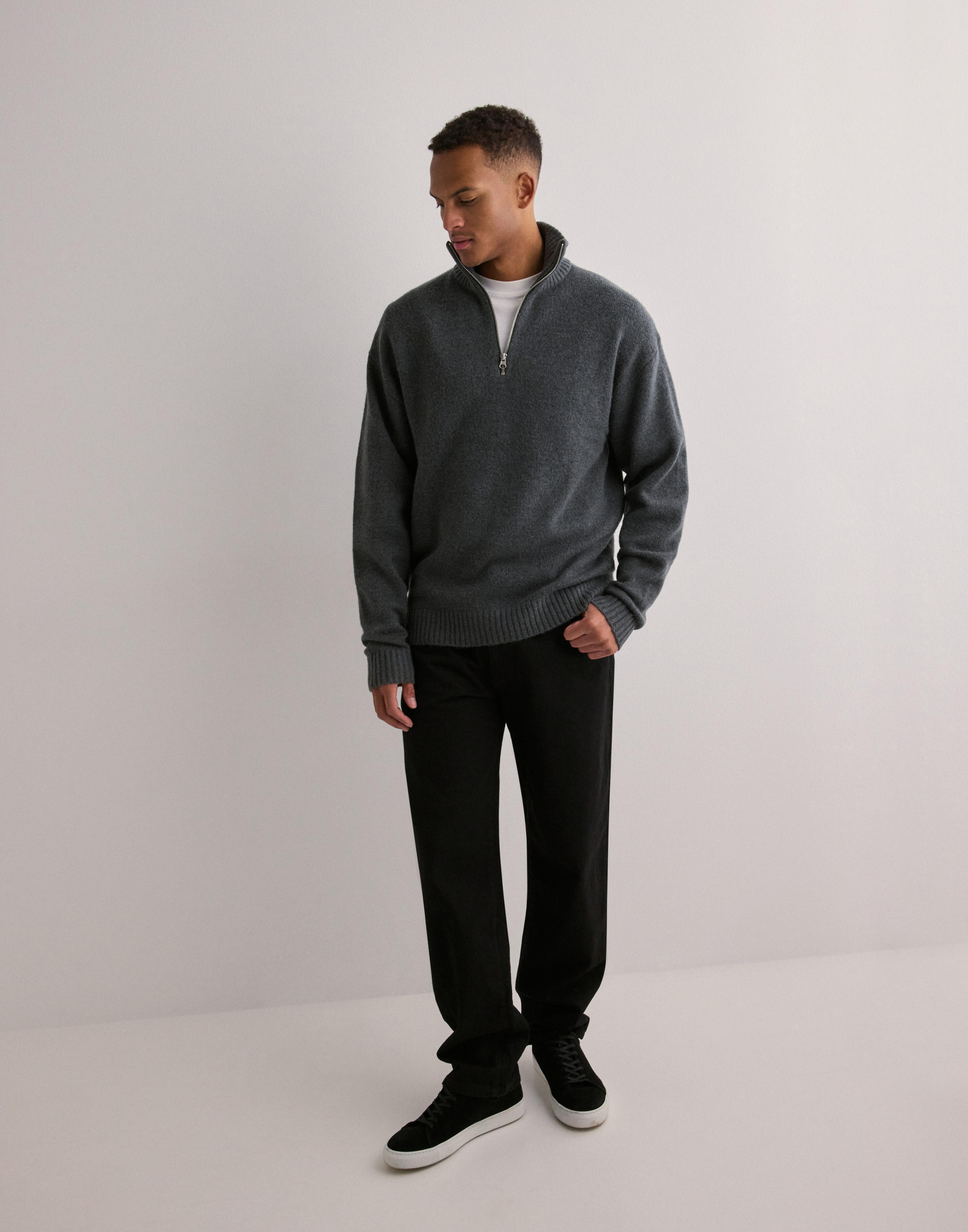 Buy Jack & Jones JOROLLIE KNIT HALF ZIP SN - Iron Gate | NLYMAN